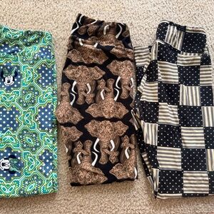 LuLaRoe Geometric Green and Blue Leggings